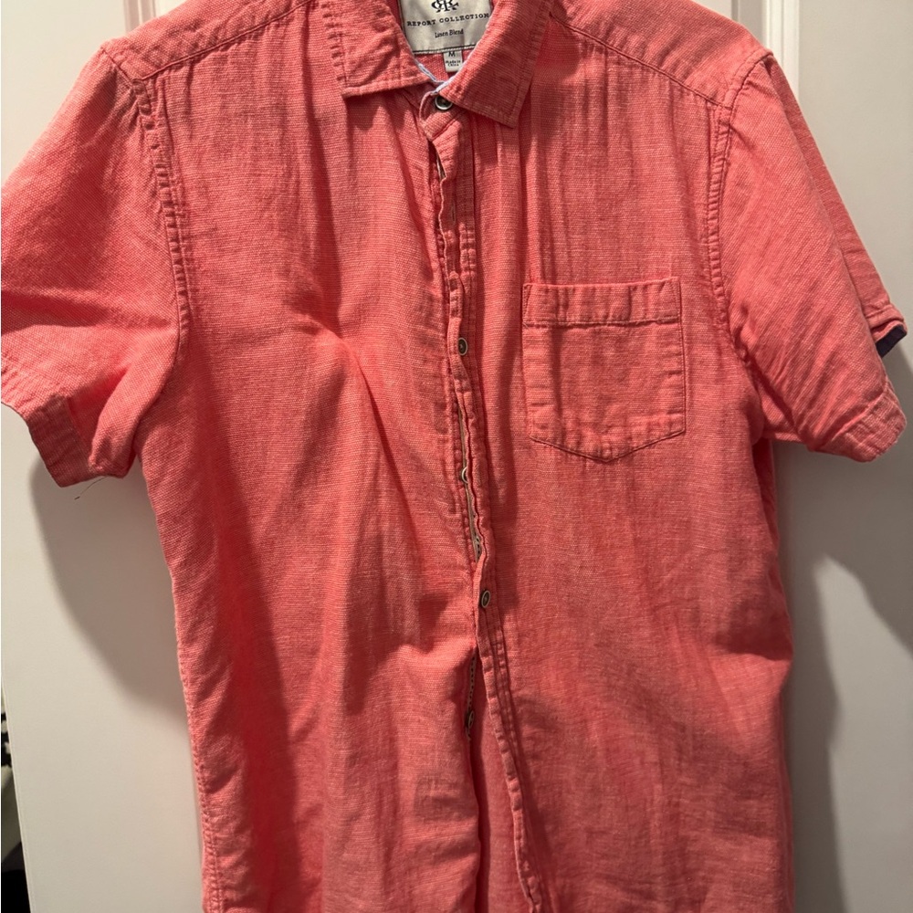 Report Collection Men's Coral Button Down Shirt